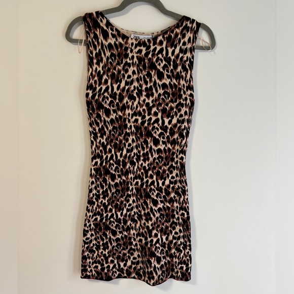 Zara NWT knit leopard print mini dress - Picture 3 of 6